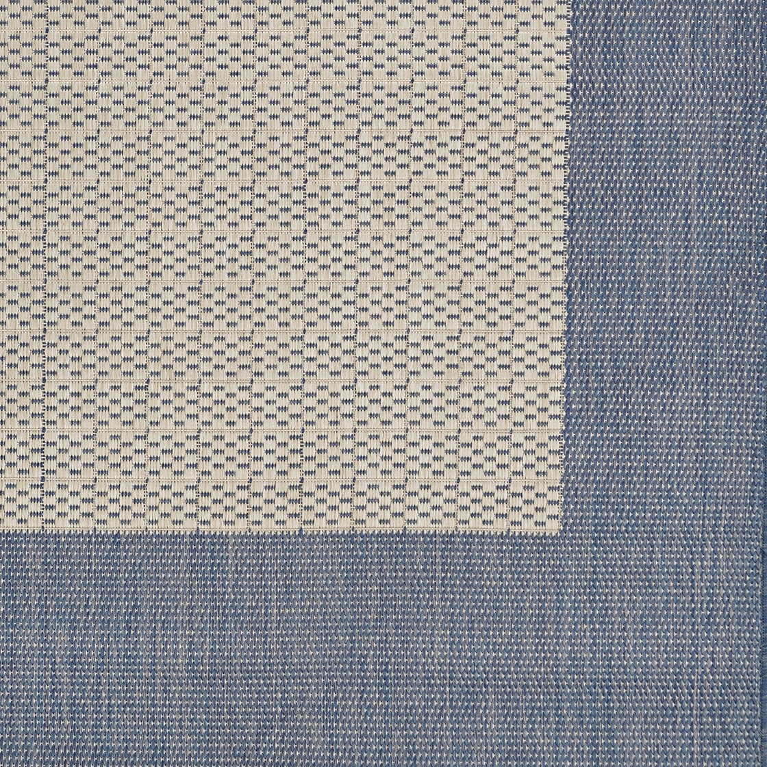 Couristan Recife Checkered Field 5'3" x 7'6" Champagne-Blue Outdoor Rug