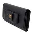 thumbnail image 3 of Prada PRD-WALL-1MH132-ZTM-F0002 Saffiano Leather Flap Wallet with Bow Detail, Black, 3 of 6