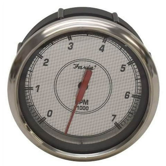 Faria Boat Tachometer Gauge TC5035B | 3 1/4 Inch Newport Carbon Silver