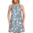 thumbnail image 1 of Balery Blue Bathroom Vestidos de verano para mujer con estampado: vestido holgado sin mangas, vestido playero informal y cómodo para días calurosos., 1 of 7