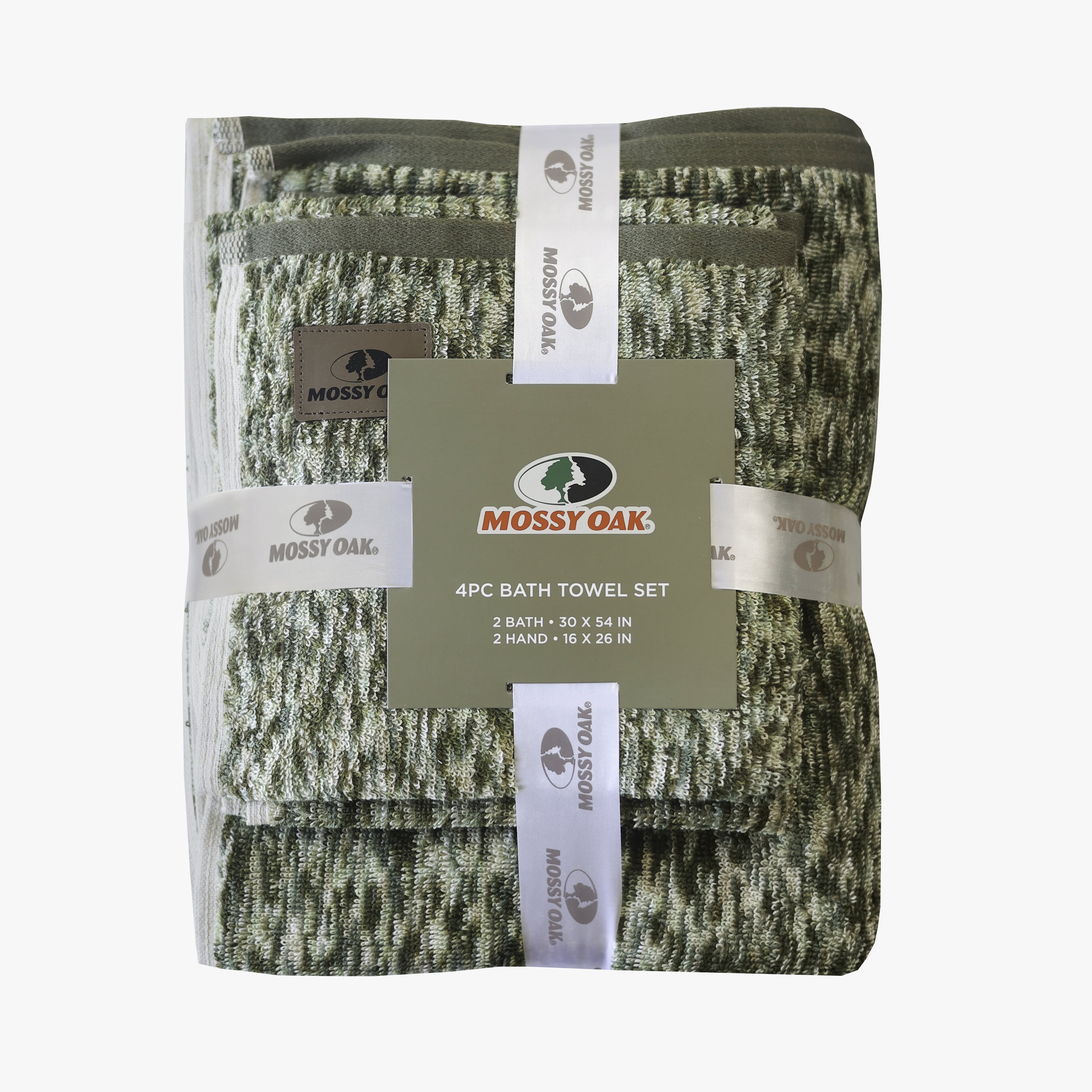 Mossy Oak 4-Piece Bath Set Space Dye, 2 Bath Towels (30x54") & 2 Hand Towels (16x26")