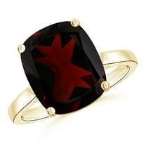 ANGARA Natural Classic Cushion 5.35 ct Garnet Solitaire Ring in 14K Yellow Gold for Women (Size-12x10mm) | January Birthstone, Birthday, Anniversary, Jewelry Gift for Women | Natural Garnet Ring