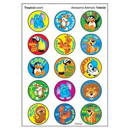 UPC: 0078628834383 | T-83438 – Awesome Animals/Tropical Stinky Stickers 60 ct. by Trend Enterprises Inc.