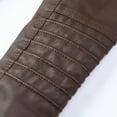 thumbnail image 5 of HJYCHN Leather Jacket Women Solid Color Hooded Zipper Pocket Long Sleeve Slim Fit Motorcycle Coat Short Punk Outerwear Coats for Women Coffee XXXXXL, 5 of 6