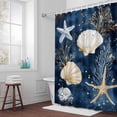 thumbnail image 3 of Nautical Bathroom Shower Curtain, Starfish Coral Shell Coastal Dark Blue Waterproof Washable Soft Bath Curtain for Bathtub Decor with 12 Hooks&Grommet, 66x72 Inch, 3 of 9