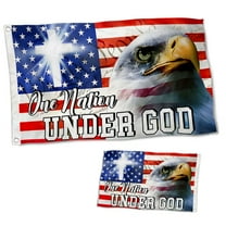 Dutern Double Sided Jesus Flag One Nation Under God, Christian Cross, American Eagle Flag Banner 3 Ply with Brass Grommets 2x3 Feet