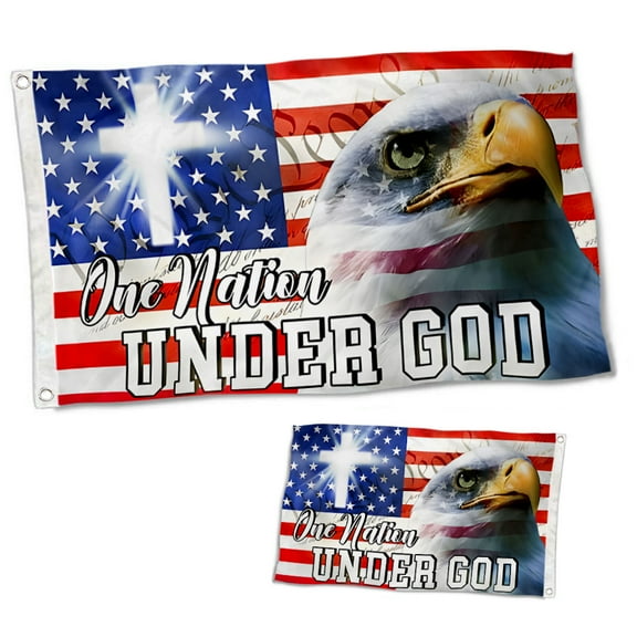 Dutern Double Sided Jesus Flag One Nation Under God, Christian Cross, American Eagle Flag Banner 3 Ply with Brass Grommets 2x3 Feet