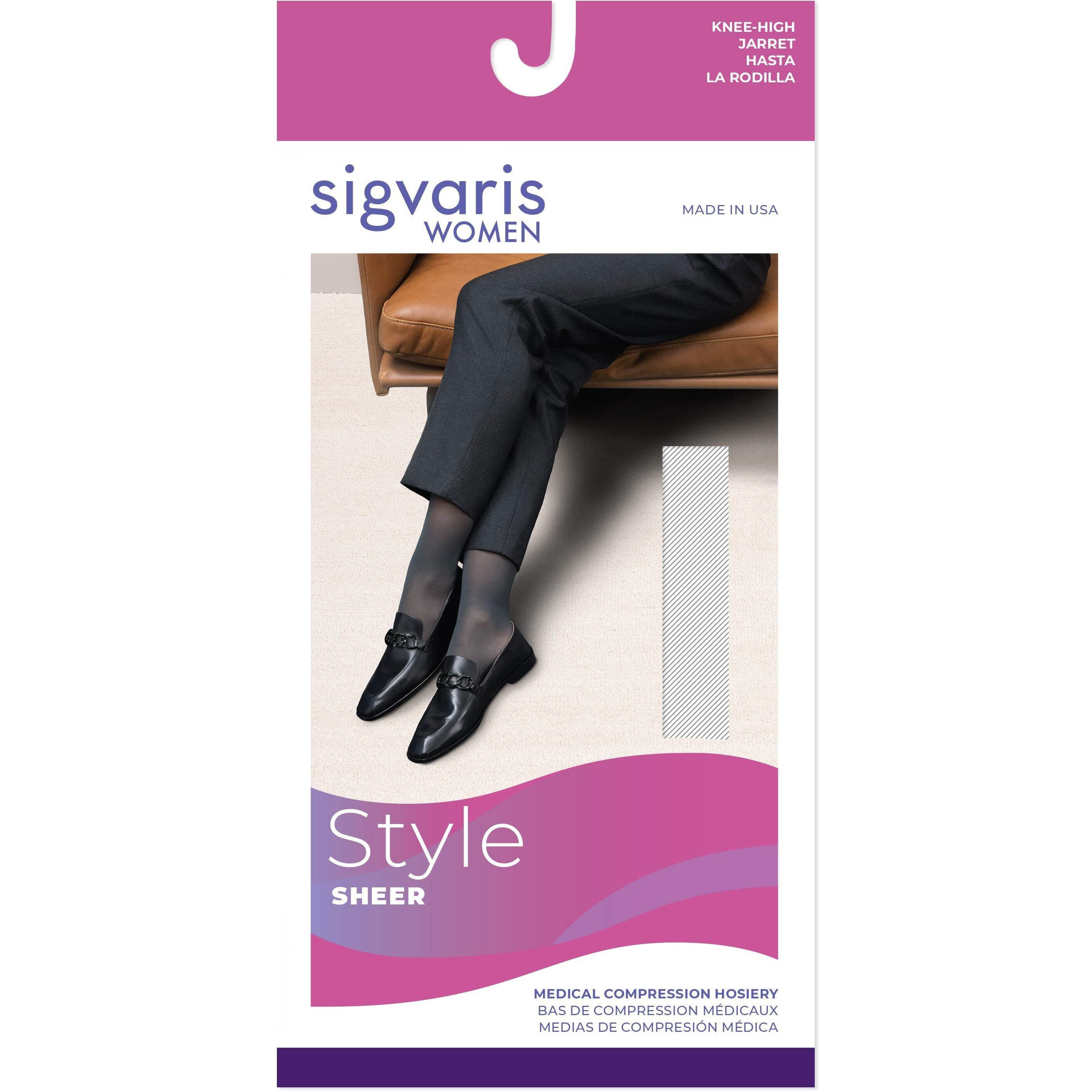 Sigvaris Style 781 Sheer 15-20 Closed Toe Knee High Compression Stockings Natural SS Short