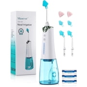 Nasal Irrigation System, Cordless Nasal Rinse Machine for Sinus Relief & Nasal Care, Electric Neti Pot with 6 Tips and 40 Salt Packs Nasal Irrigation Sinus Rinse System Kit for Adult & Kid