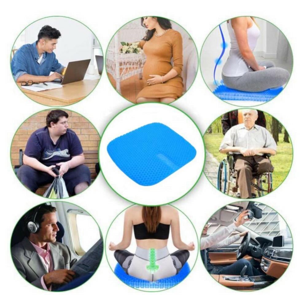Back Pain Sciatica Relief Double Thick Diamond-Shaped Breathable Gel Seat Cushion with Non-Slip Cloth Cover for Home Office Chair Wheelchair Car Seats Vodche Gel Seat Cushion 