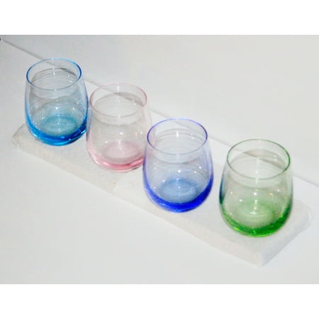 - GM Glass Naturally Colored Crystal Stemless Wine Glasses Assorted 4 pack