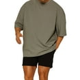 thumbnail image 2 of Txlixc Hombres Camiseta, Manga Media Color Sólido Ajuste Suelto Gimnasio Fitness Culturismo Algodón Tops Deportes Entrenamiento Camiseta Txlixc Casual, 2 of 4