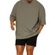 thumbnail image 2 of SAYOO Hombres Camiseta, Manga Media Color Sólido Ajuste Suelto Gimnasio Fitness Culturismo Algodón Tops Deportes Entrenamiento Camiseta SAYOO  Casual, 2 of 4