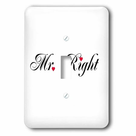 3dRose Mr Right - part of a Mr and Mrs gift set for romantic couples for anniversary wedding valentines day, 2 Plug Outlet Cover