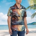 thumbnail image 3 of Balery White And Red Storm Dragon Camisas hawaianas de manga corta para hombre, camisas playeras de corte holgado, camisas de vacaciones con botones,Small, 3 of 7