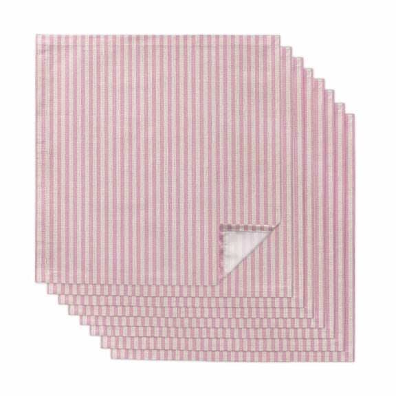 Pink Striped Cloth Napkins, Modern Simple Farmhouse Beige Vintage Washable and Reusable Dinner Napkins Set of 8, Table Napkin for Kitchen Party Birthday Wedding Hotel Housewarming 20"x20"