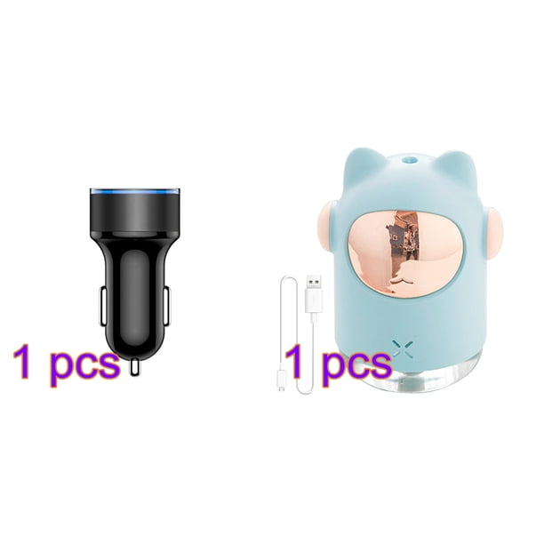 Cargador de coche 5V 3.1A Carga rápida Puerto USB dual Pantalla LED Voltímetro Adaptador de carga para teléfono, Negro Humidificador 2W USB 300ml Humidificador de aire Difusor de dibujos animados sidaley DZ4170-03*1+HA003093-02B*1