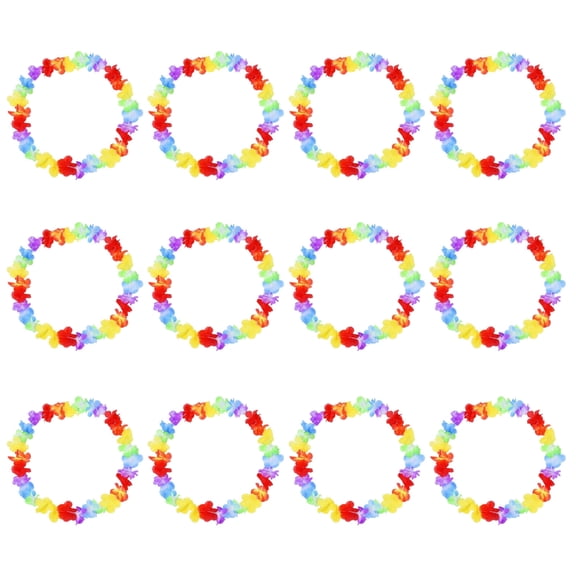 ZPAQI 12Pcs Hawaiian Leis Necklace Flower Leis Beach Theme Party Wreath for Wedding