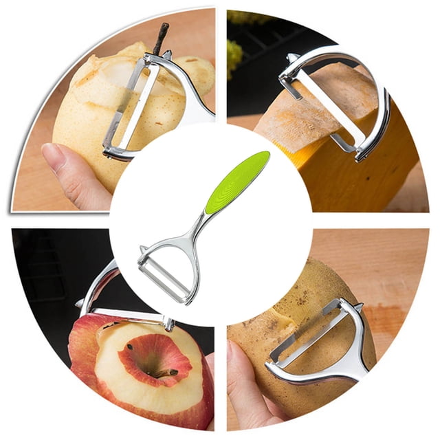pstuiky Stainless Steel Vegetable Peeler Potato Peeler with Ergonomic Non-Slip Handle Multi-Function Kitchen Tool with Built-In Eye Remover