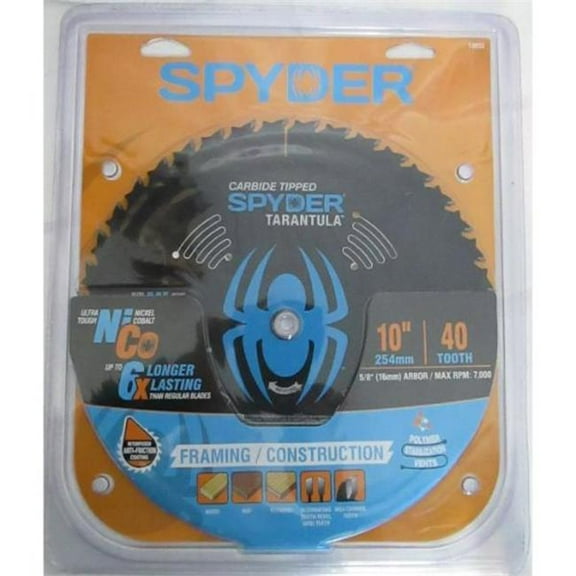 SM Products 135716 10 in. 40 Teeth Spyder Tarantula General Purpose Circular Saw Blade - Clamshell, Blue & Black