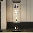 thumbnail image 3 of VISWILD Display Cabinet with Glass Doors, 65" Storage Cabinet with LED, 4-Tier Curio Cabinet & Bookshelf, Suitable for Home Office, Black, 3 of 9