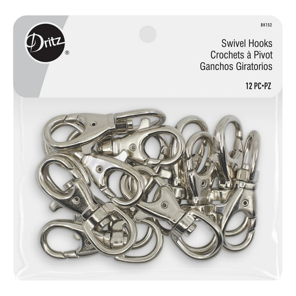 Dritz 2-1/2" Swivel Hooks, 12 Sets, Nickel
