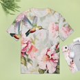 thumbnail image 4 of Flower Hummingbird Womens Tops Women's Fashion Casual Short Sleeve Flower Print Round Neck Pullover Top Blouse, 4 of 6