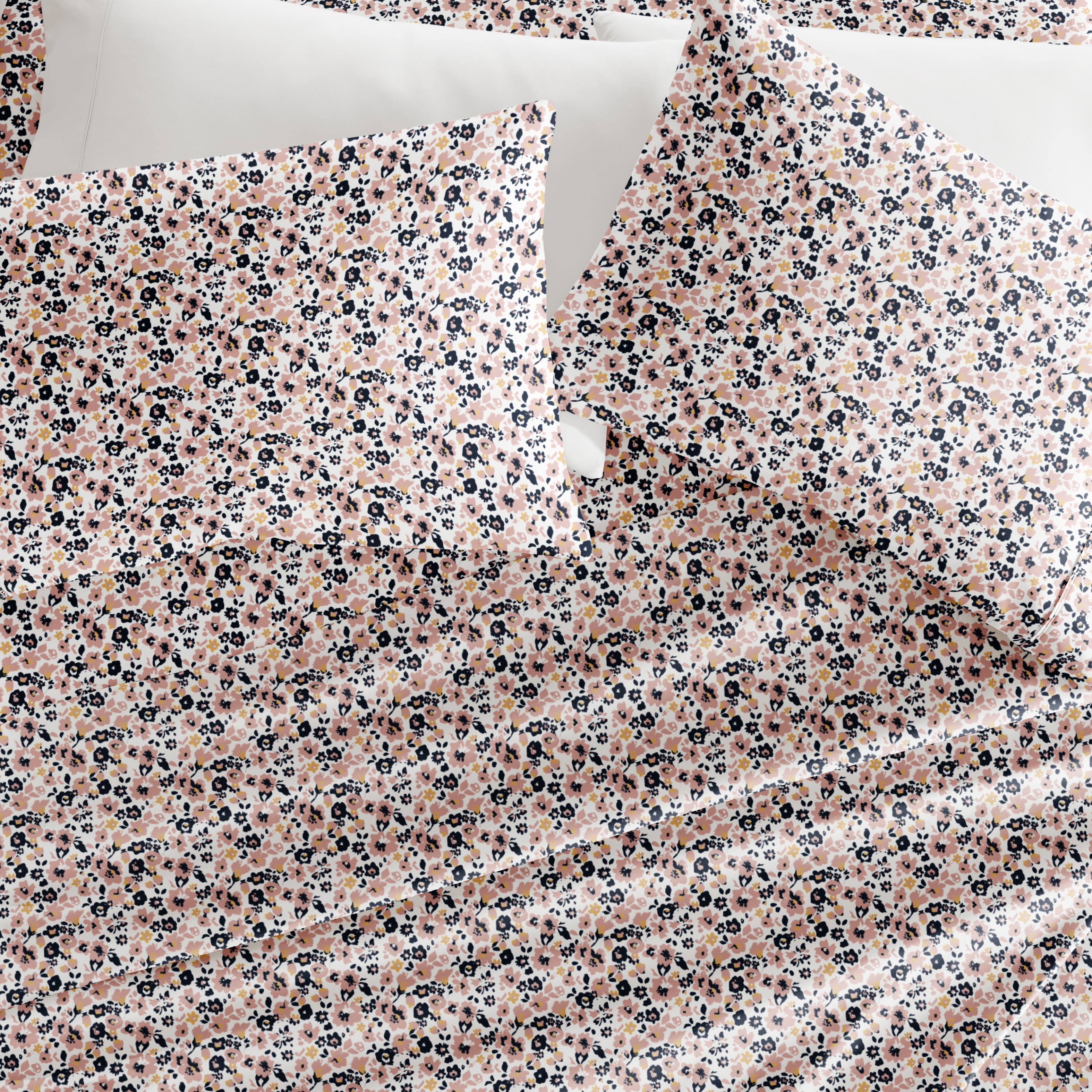 Noble Linens 4 Piece Pattern Microfiber Bed Sheets Set, Floral Dream Mauve, Queen