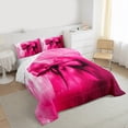thumbnail image 3 of Manfei Dreamy Pink Ribbon Queen Comforter Set for Teen, Chic Artwork Bowknot Bedding Sets, Oil Printing Reversible Bedding Comforter Set, Breathable Home Decor, 3 Pieces, 3 of 8