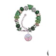 thumbnail image 2 of Silvertone Domed Multi Color VET Green Christmas Bead Bracelet, 2 of 4