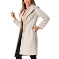 thumbnail image 4 of INSPIRE CHIC Women's Notched Lapel Single Breasted Outwear Work Long Winter Coat S Beige, 4 of 6