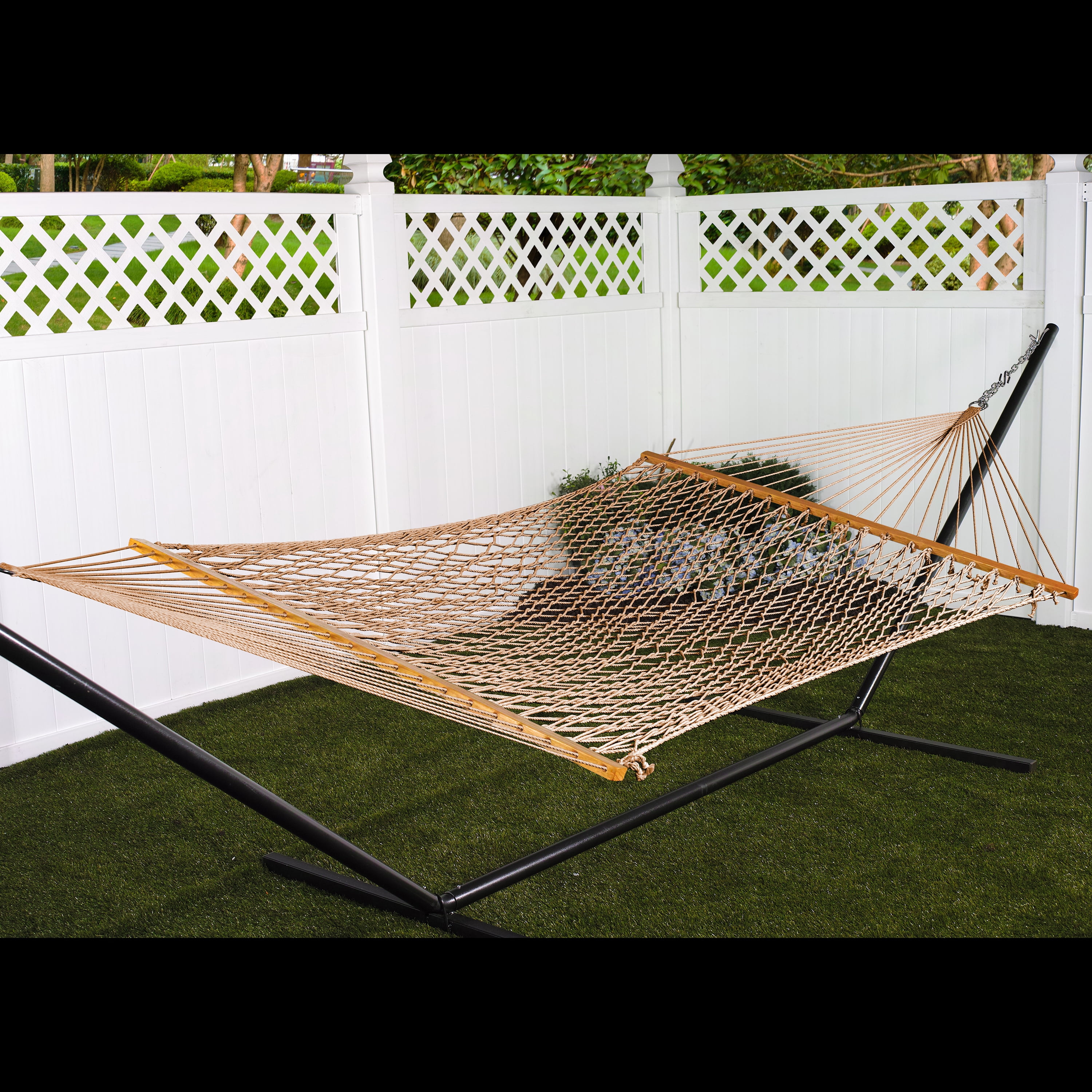 Bliss Hammocks Cotton Rope Hammock W/ Spreader Bar, 60-in. Wide, 450 lb. Capacity (Brown)