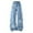 Blue, variant on REDARER Girls' Star Embroidered Jeans - Stretchy Waist Wide Leg Denim Pants for Casual Wear,9-10 Years