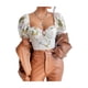 thumbnail image 2 of TRKIYQC Mujeres Crop Tops, Manga Corta Puff Estampado Floral Ruffle Street Casual Party Street Otoño Primavera Tops TRKIYQC moda, 2 of 9