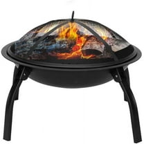 22" Four - Legged Folding Iron Brazier Wood Burning Fire Pit Decoration for Backyard Poolside