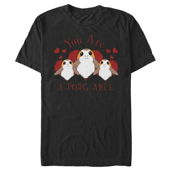 Men's Star Wars Valentine's Day You Are A-Porg-Able  Graphic Tee Black X Large
