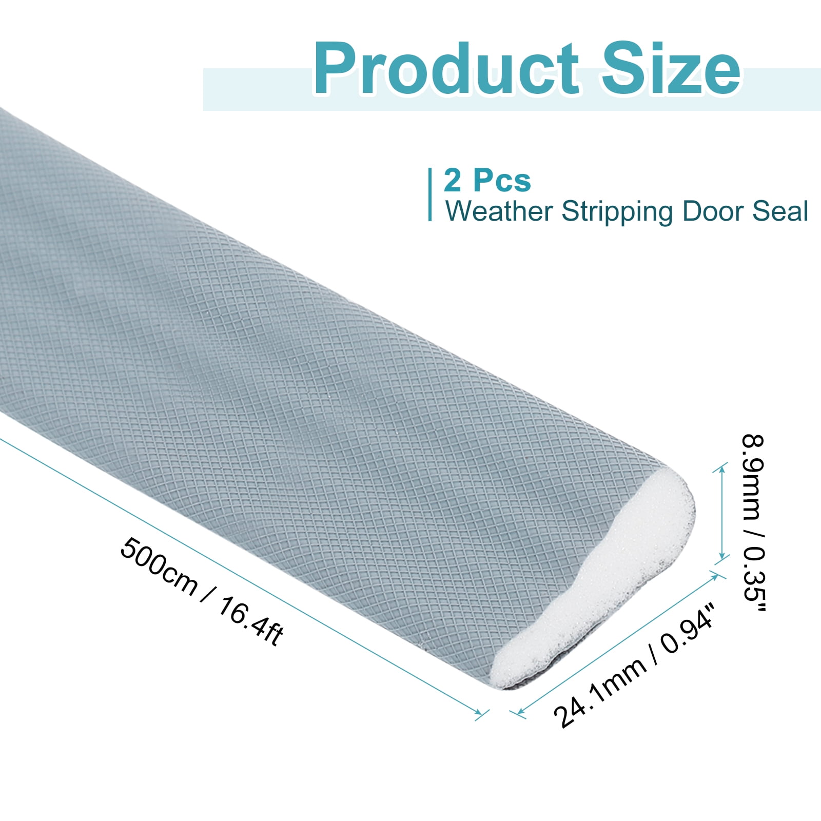 Uxcell 2 Pcs Weather Stripping Door Seal, 16.4 ft Self-Adhesive PU Foam Weather Strip Wedge Window Sealer Tape for Winter Soundproofing Frame Winter Insulation Tape Door Gap Filler, Gray