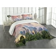 thumbnail image 3 of Ambesonne United States Quilted Bedspread Set 3 Pcs, Dallas Skyline, King Size, Multicolor, 3 of 5