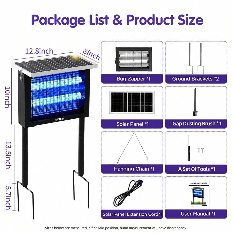 Rechargeable Outdoor Solar Bug Zapper with LED Night Light, Electric Insect Zapper for Patio, Backyard, and Garden Use