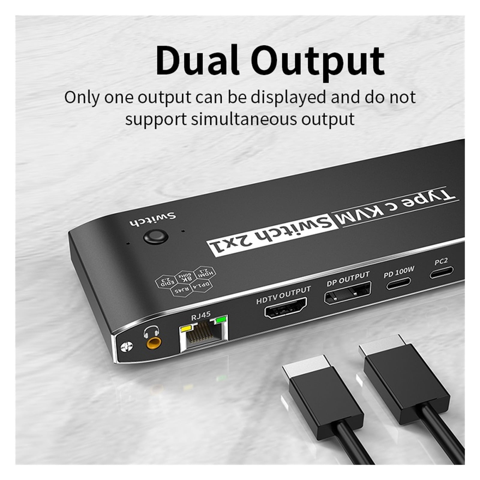 3500W 8K USB C To HMI DP KVM Switch 4K120Hz Video Switcher With RJ45 Network Port PD 100W Charge For 2 PC To 1 TV Monitor ,Unparalleled Video Performance