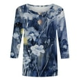 thumbnail image 4 of Xmyrz Womens T Shirts Loose Fit Summer Three Quarter Sleeve Crew Neck 3D Print Graphic Breathable Vogue Casual Tops Casual Blouses, 4 of 4