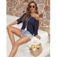 thumbnail image 3 of Zeagoo Crochet Tops for Women Fashion Summer Sweater 2025 Short Sleeve Off Shoulder Knit Pullover Shirts, 3 of 5
