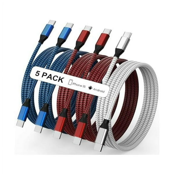 USB C to USB C Cable Nylon Braided 60W 3/3/6/6/10 FT USB Type C Fast Charging Cable for iPhone 16/16 Plus/16 Pro Max/15/15 Plus/15 Pro Max, MacBook Pro, iPad Pro Air, Samsung S24/S24 Ultra/S23