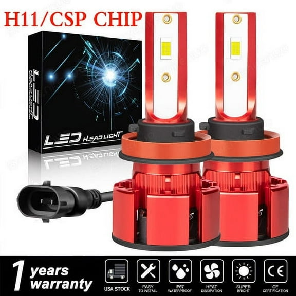 For GMC Sierra 1500 2500 3500 2007-2013 H11 6000K LED Headlight Bulbs Lo Beam 2X