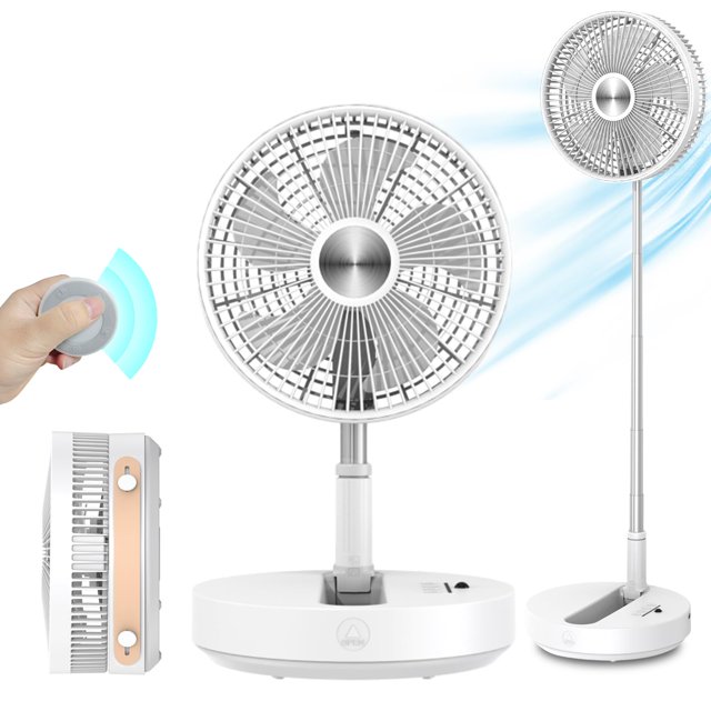 Ventilador Portatil Plegable, Silencioso Recargable con Control Remoto, Altura Ajustable 98CM Máx, Ventilador de escritorio, Batería 10800mAh con Carga Inversa para Hogar Oficina Camp