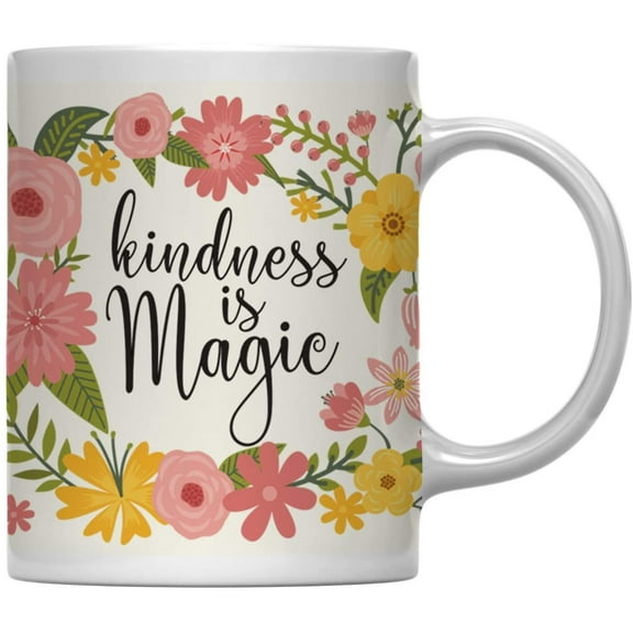 Kindness is Magic Floral Flowers with Funny Rude Quote Ceramic Coffee Mug