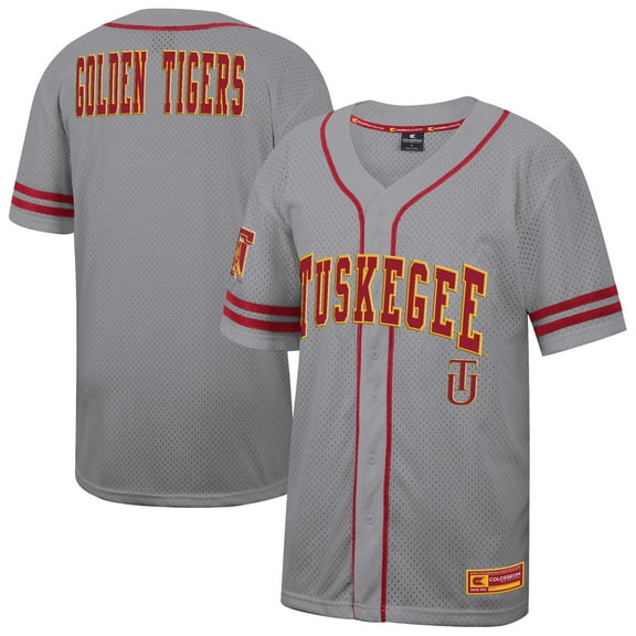 Men's Colosseum Gray Tuskegee Golden Tigers Free Spirited Baseball Jersey