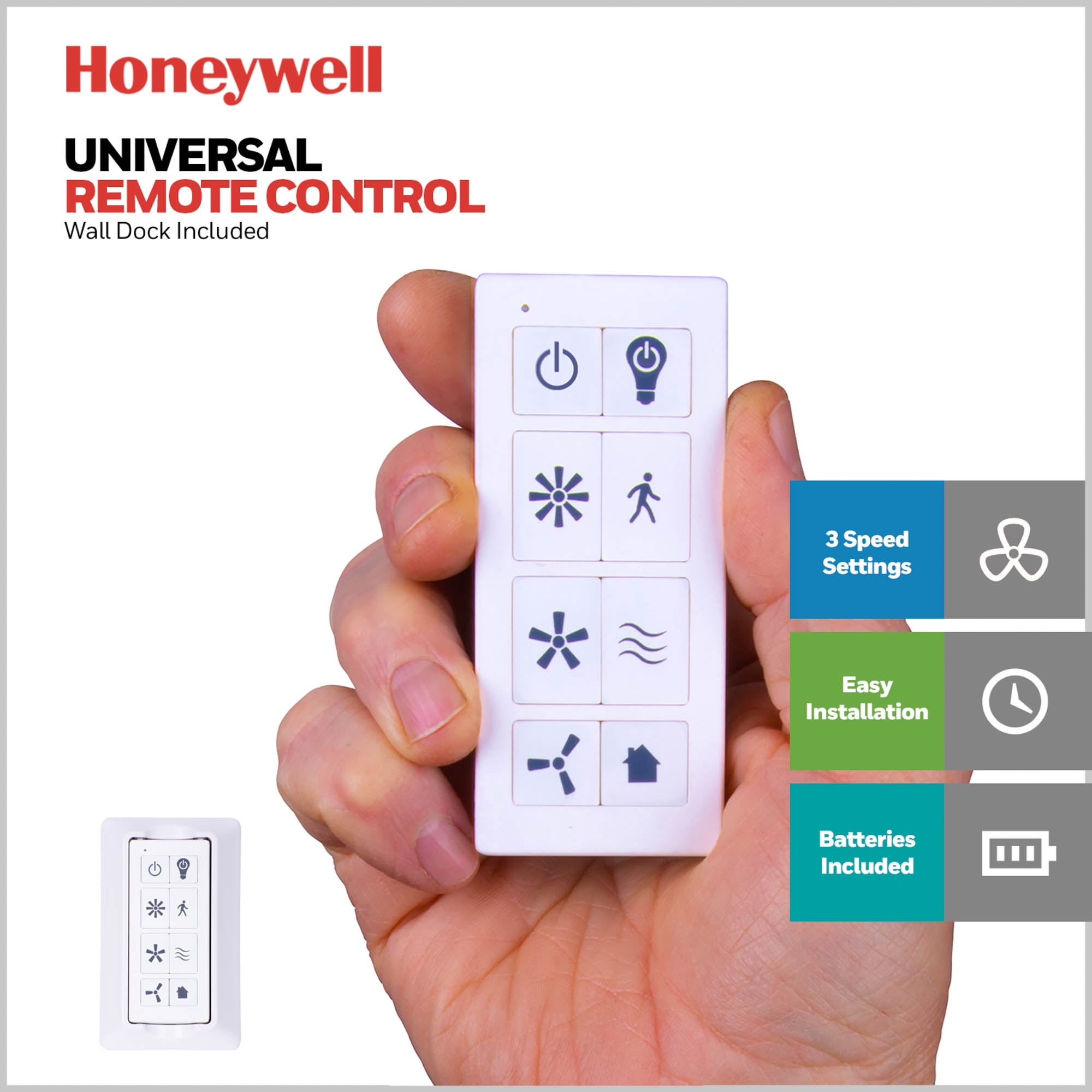 Honeywell Eamon 52" Modern Brushed Nickel Remote Control Ceiling Fan with Integrated LED Light, 3 Blade