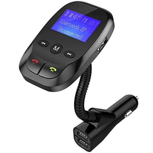 UniLink Transmetteur Bluetooth FM (TM), Appels Mains Libres Sans Fil à Col de Cygne Flexible, Chargeur USB Double Musique avec Port 3,5 Mm