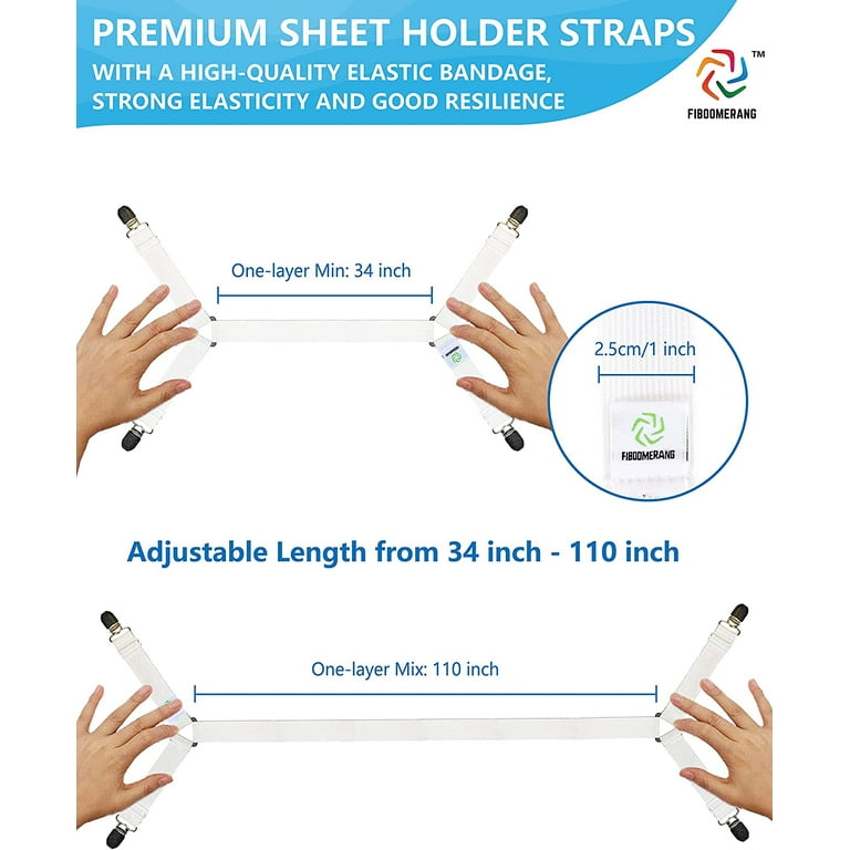 FIBOOMERANG Bed Sheet Holder Straps, Adjustable Sheet Stays